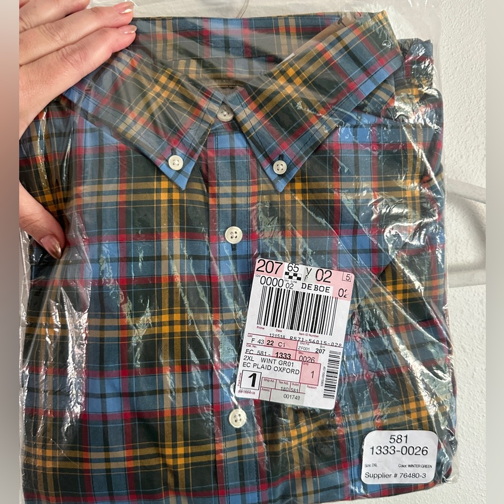 Foundry Plaid Oxford Shirt. Never Worn. Size 2XL